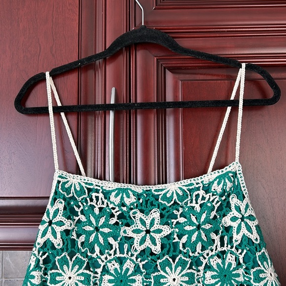 ZARA green floral crochet dress size small - Picture 10 of 12